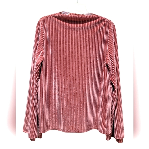 SHEIN Tops - 1X Pink Mauve Ribbed Wide Long Sleeve Mock Neck Pullover Tunic